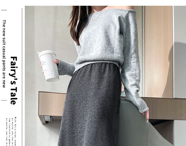 Plain Maxi Fishtail Skirt with High Waist