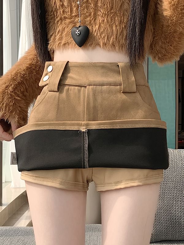 Faux Suede High Waist Mini Pencil Skirt