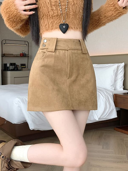 Faux Suede High Waist Mini Pencil Skirt