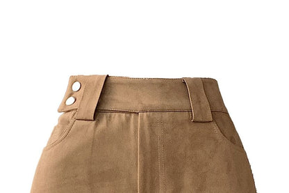 Faux Suede High Waist Mini Pencil Skirt