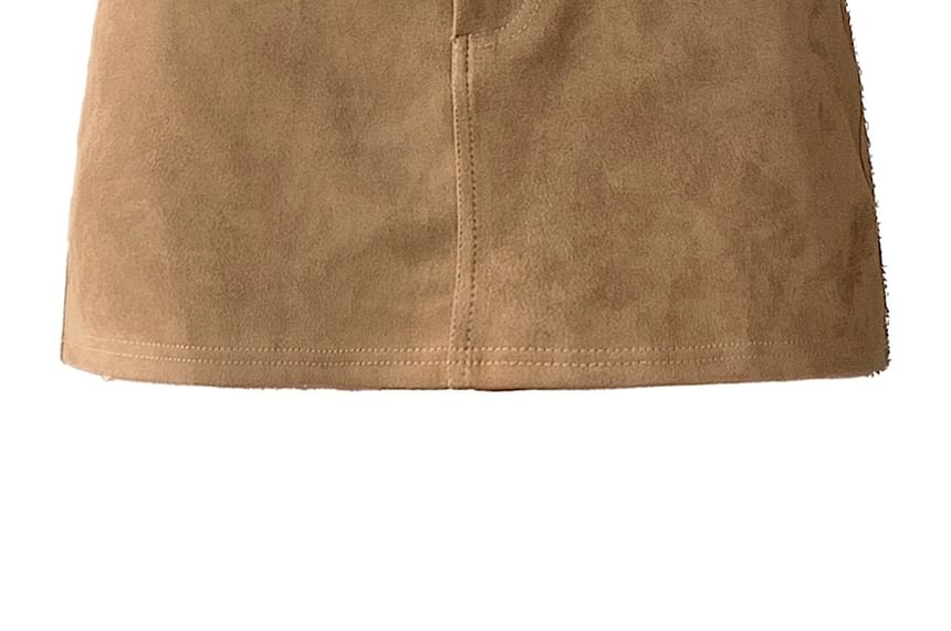 Faux Suede High Waist Mini Pencil Skirt