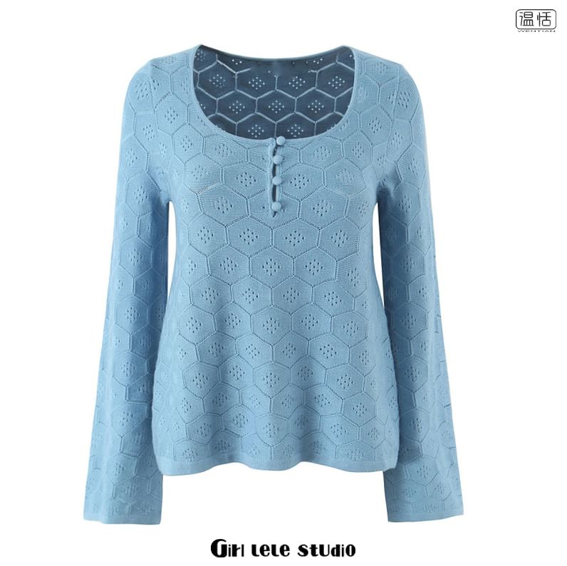 Scoop Neck Henley Knit Top & High Waist Mini Skirt