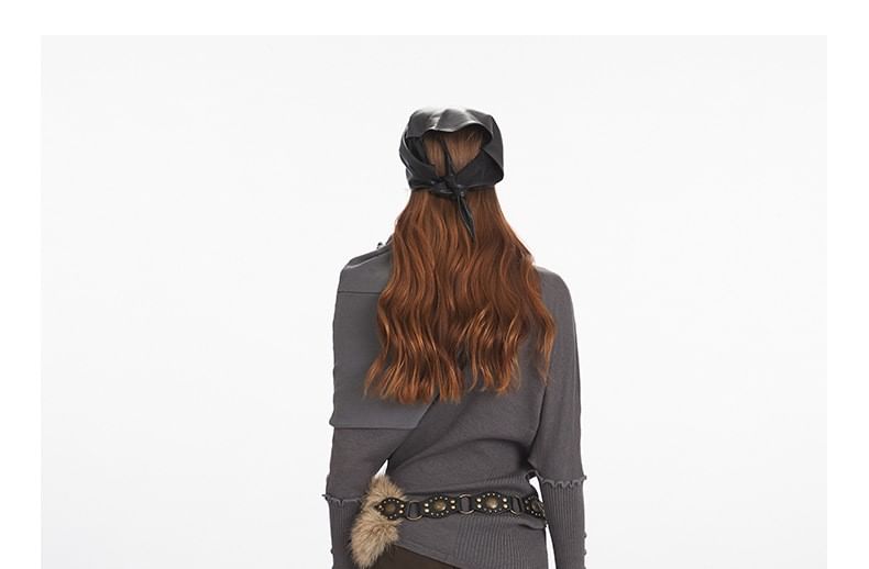 Asymmetric Turtleneck Knit Top with Long Sleeves