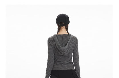 Striped Hooded Tee with Long Sleeves