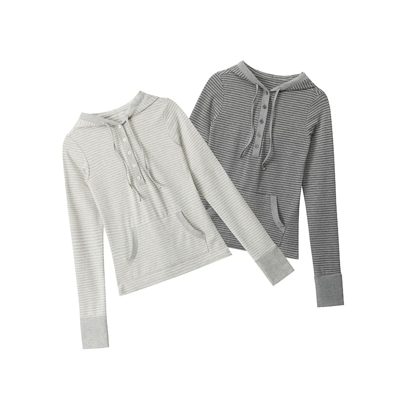 Striped Hooded Tee with Long Sleeves
