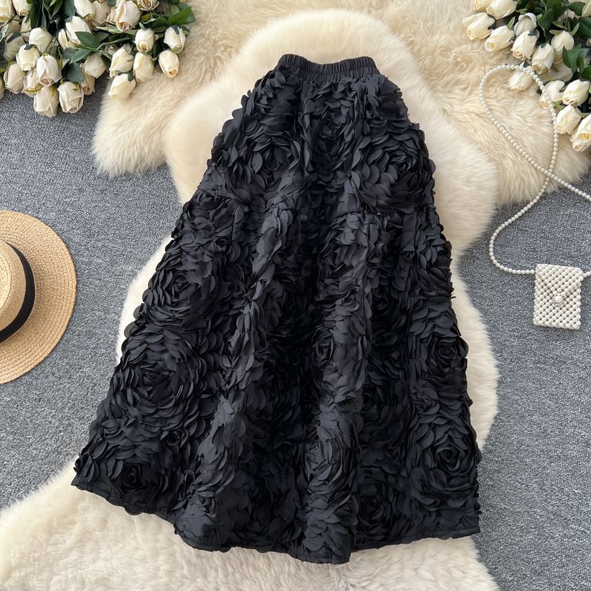 Cinched Plain Maxi A-Line Skirt