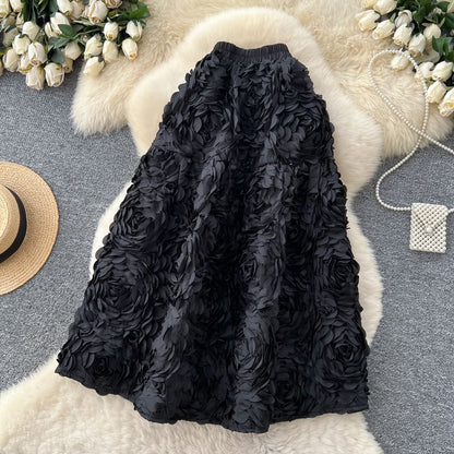 Cinched Plain Maxi A-Line Skirt
