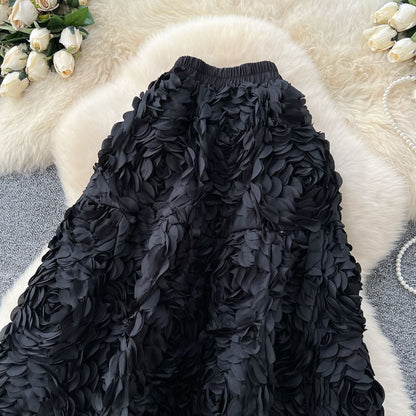 Cinched Plain Maxi A-Line Skirt