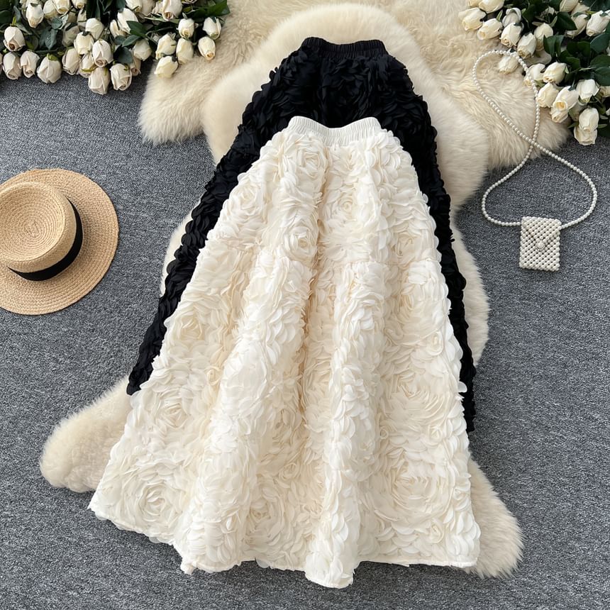 Cinched Plain Maxi A-Line Skirt