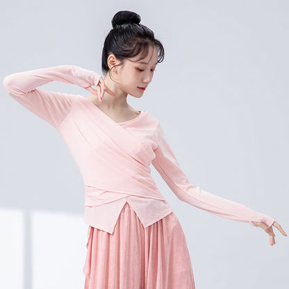 Solid Round-Neck Top with Long Sleeves
