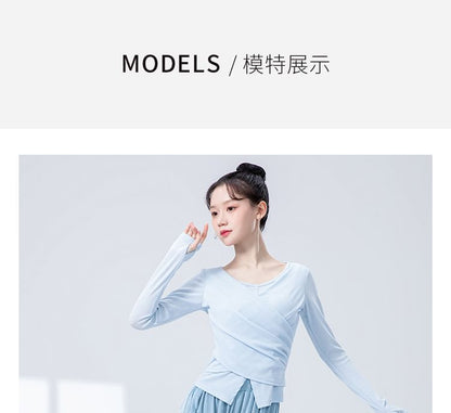 Solid Round-Neck Top with Long Sleeves