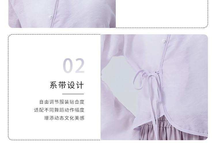 Solid Cropped Tee with Stand Collar and Extended Sleeves