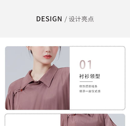Asymmetric Solid-Colored Top with Extended Sleeves