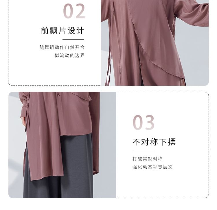Asymmetric Solid-Colored Top with Extended Sleeves