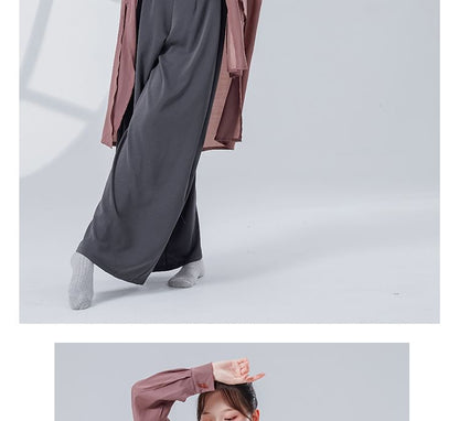 Asymmetric Solid-Colored Top with Extended Sleeves