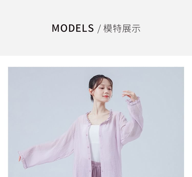Sheer Solid Top with Extended Sleeves
