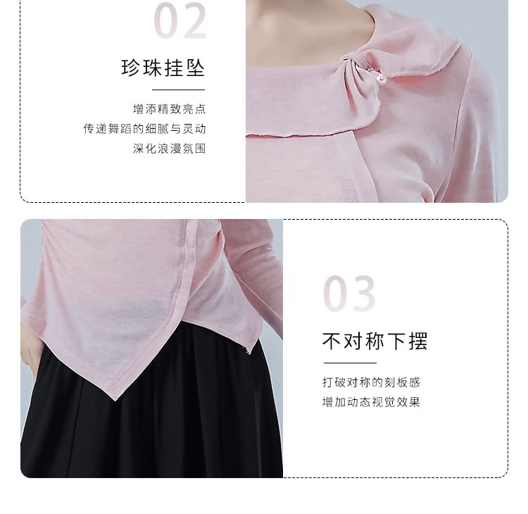 Asymmetric Solid Top with Frilled U-Neckline and Long Sleeves