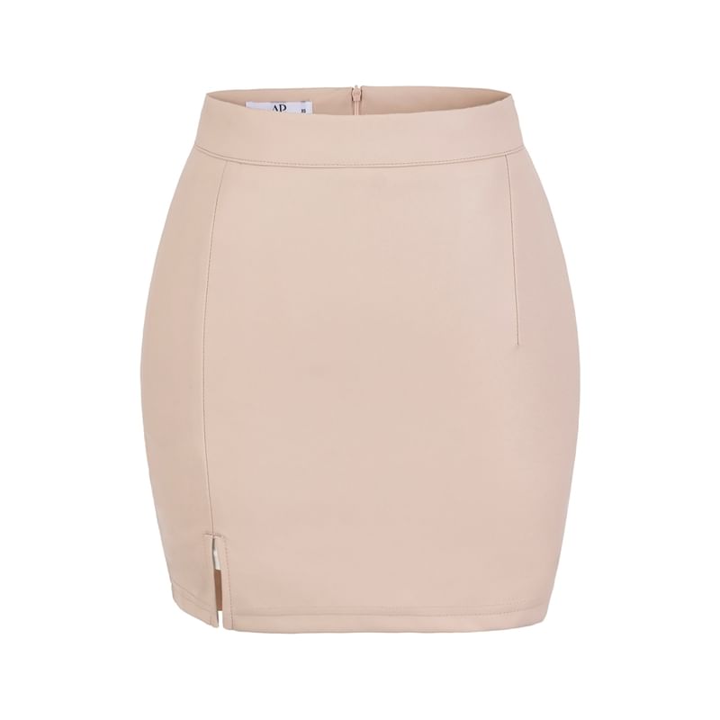 Side-Slit Mini Pencil Skirt with High Rise