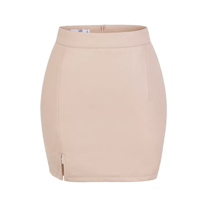 Side-Slit Mini Pencil Skirt with High Rise