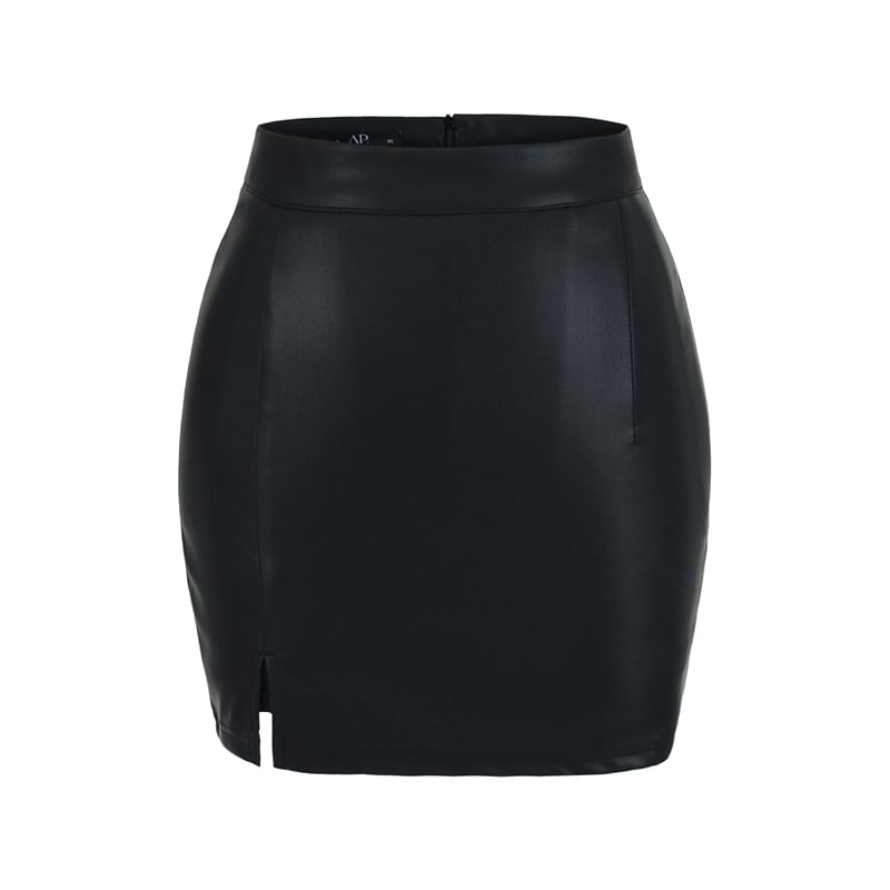 Side-Slit Mini Pencil Skirt with High Rise
