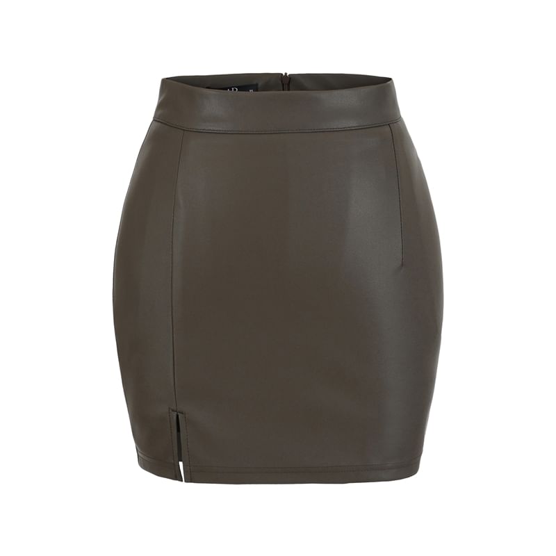 Side-Slit Mini Pencil Skirt with High Rise