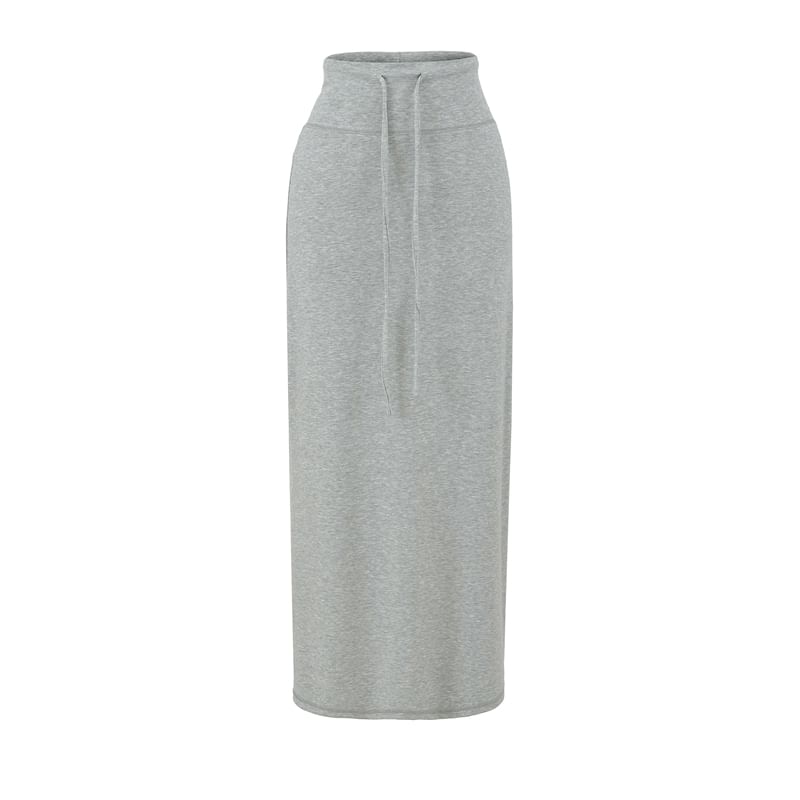 Drawstring Waist Plain Midi Pencil Skirt
