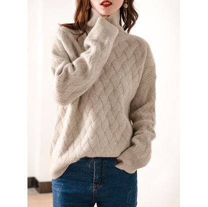 Cable Knit Turtleneck Solid Pullover Sweater