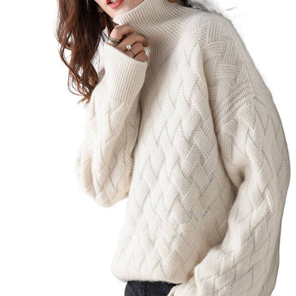 Cable Knit Turtleneck Solid Pullover Sweater