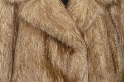 Lapel Collar Fluffy Crop Jacket