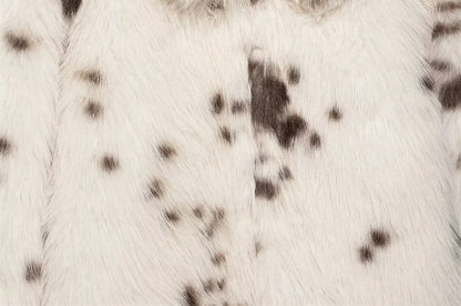 Collared Cow Print Fluffy Jacket