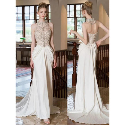 Sleeveless Glitter Mermaid Evening Gown