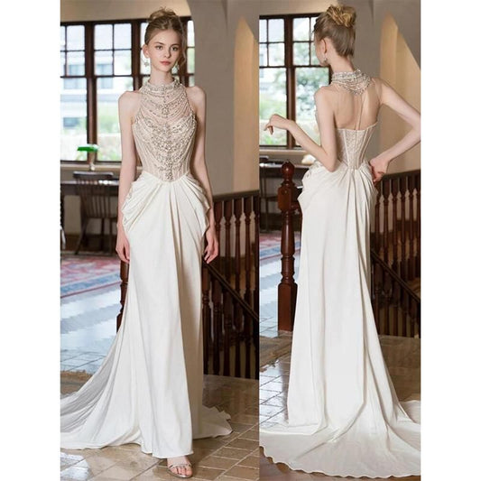 Sleeveless Glitter Mermaid Evening Gown