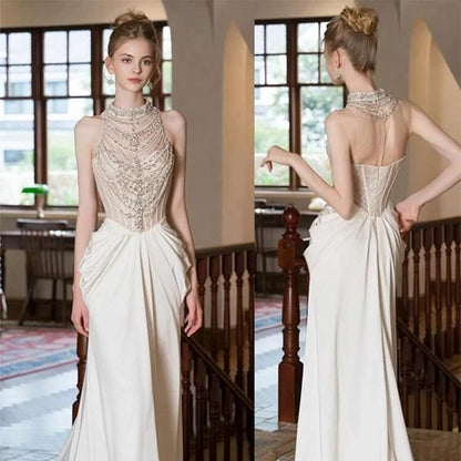 Sleeveless Glitter Mermaid Evening Gown