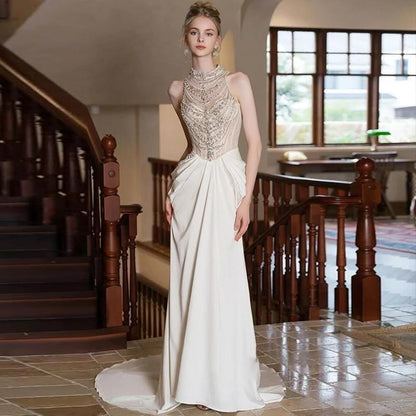 Sleeveless Glitter Mermaid Evening Gown