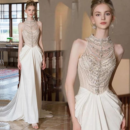 Sleeveless Glitter Mermaid Evening Gown