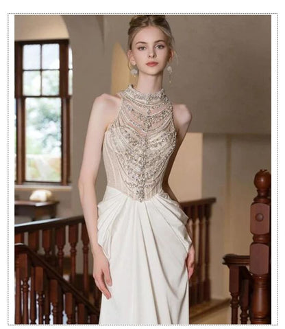 Sleeveless Glitter Mermaid Evening Gown