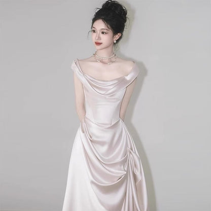 Off Shoulder Trained A-Line Wedding Gown