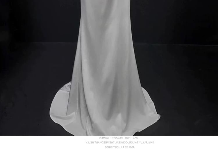 3/4-Sleeve V-Neck Trained Sheath Evening Gown