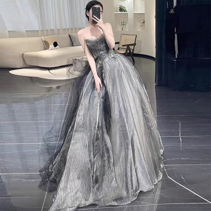 Spaghetti Strap Sheer A-Line Evening Ball Gown