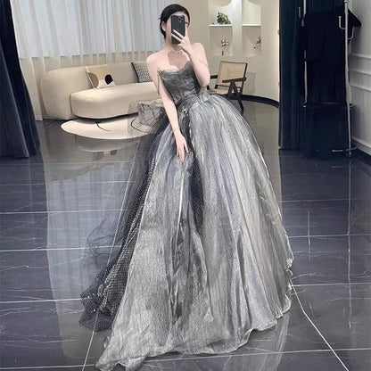 Spaghetti Strap Sheer A-Line Evening Ball Gown