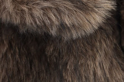 Collared Faux Fur Panel Faux Leather Zip Jacket