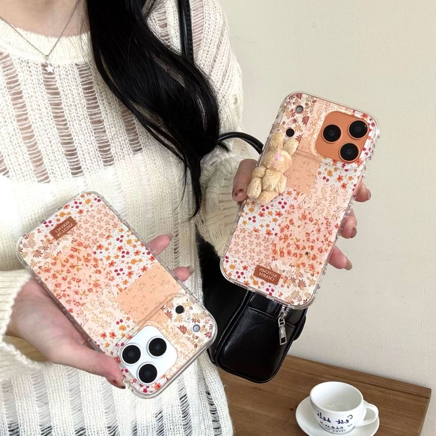Leaf Phone Case / Rabbit Chenille Adhesive Decoration / Set