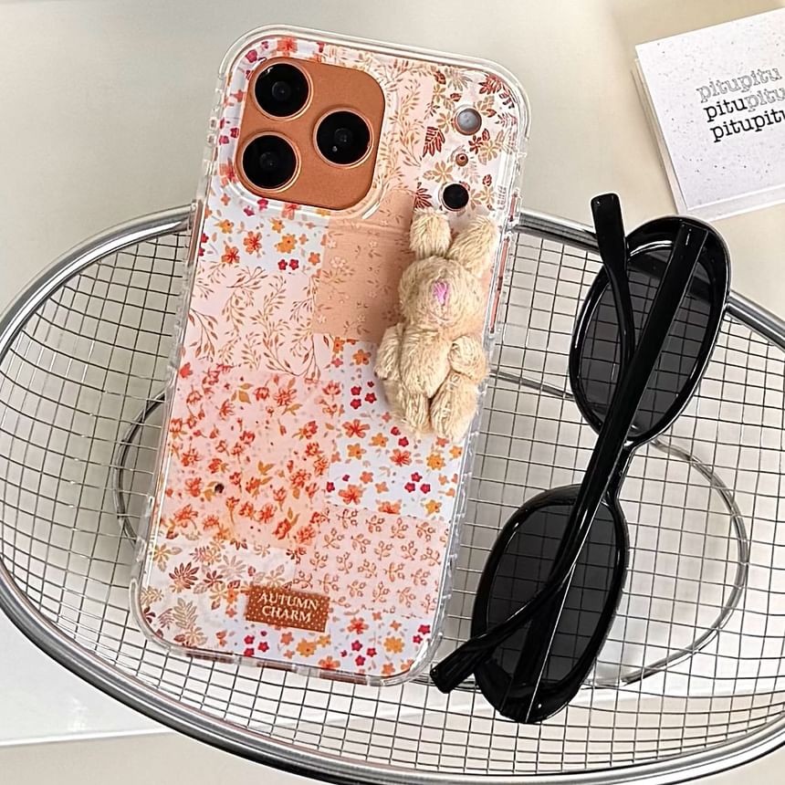 Leaf Phone Case / Rabbit Chenille Adhesive Decoration / Set