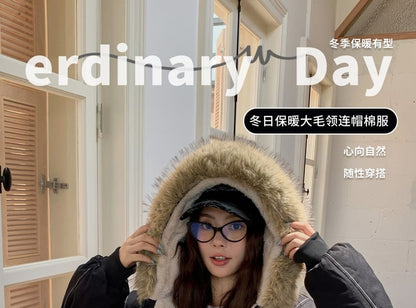 Fluffy Hooded Plain Bomber Jacket