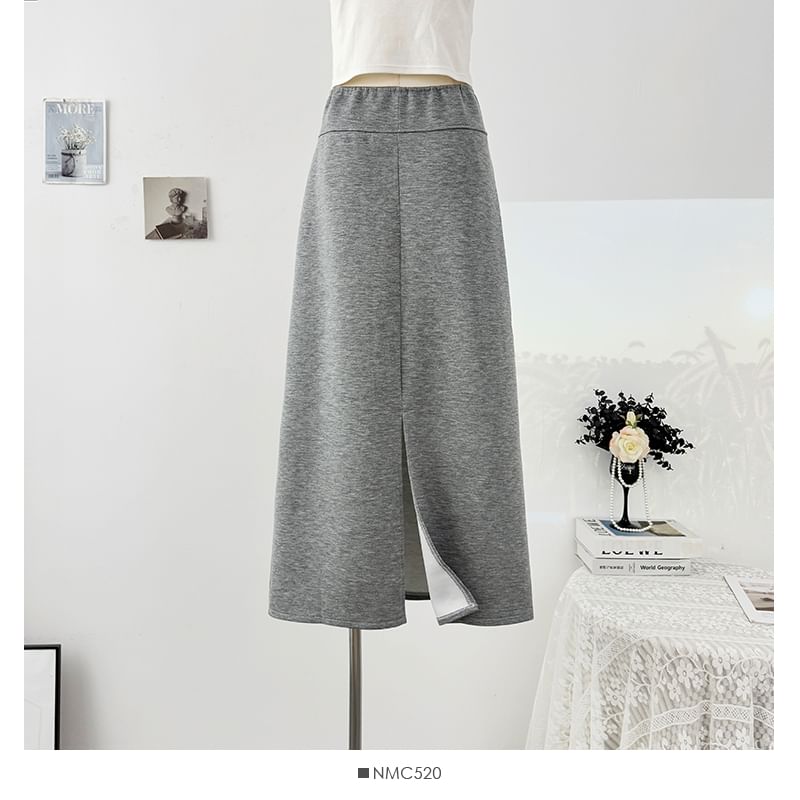 Drawstring Waist Midi A-Line Skirt