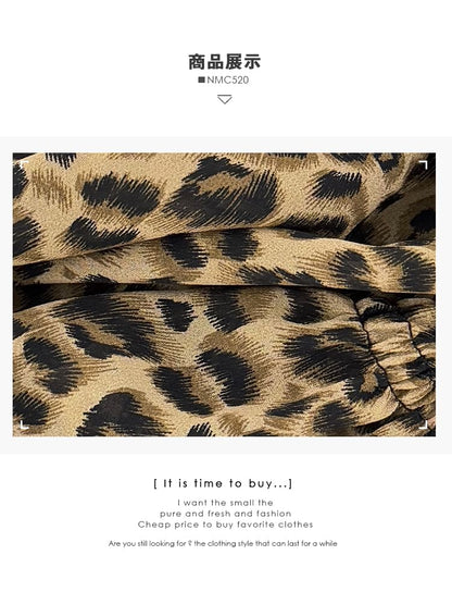 Leopard Print V-Neck Long-Sleeve Shirt