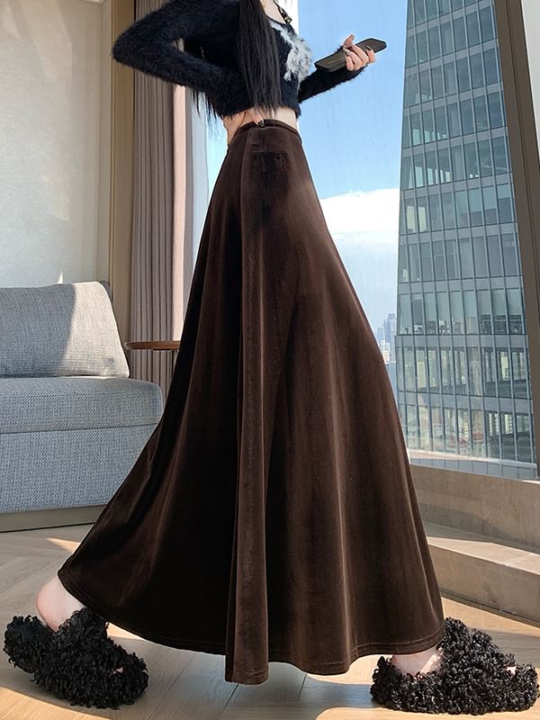 High Waist Maxi A-Line Skirt