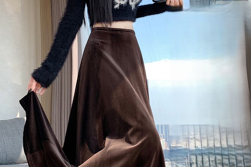 High Waist Maxi A-Line Skirt