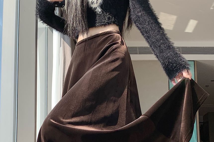 High Waist Maxi A-Line Skirt