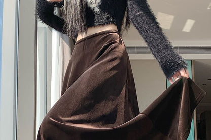 High Waist Maxi A-Line Skirt